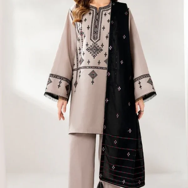 D#12 Unstitched Embroidered Lawn Suit With Chiffon Printed Dupatta
