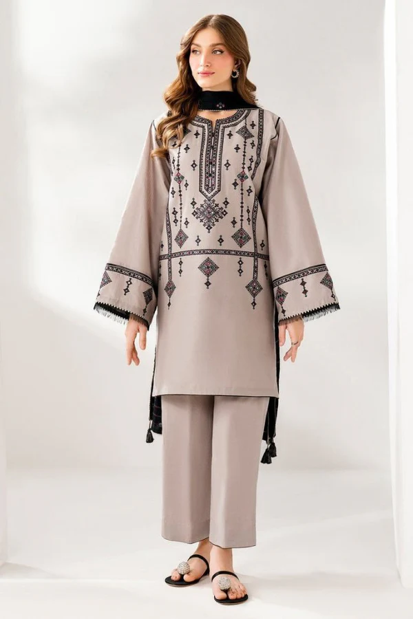 D#12 Unstitched Embroidered Lawn Suit With Chiffon Printed Dupatta