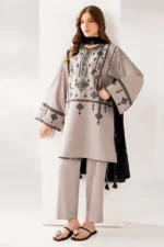 D#12 Unstitched Embroidered Lawn Suit With Chiffon Printed Dupatta