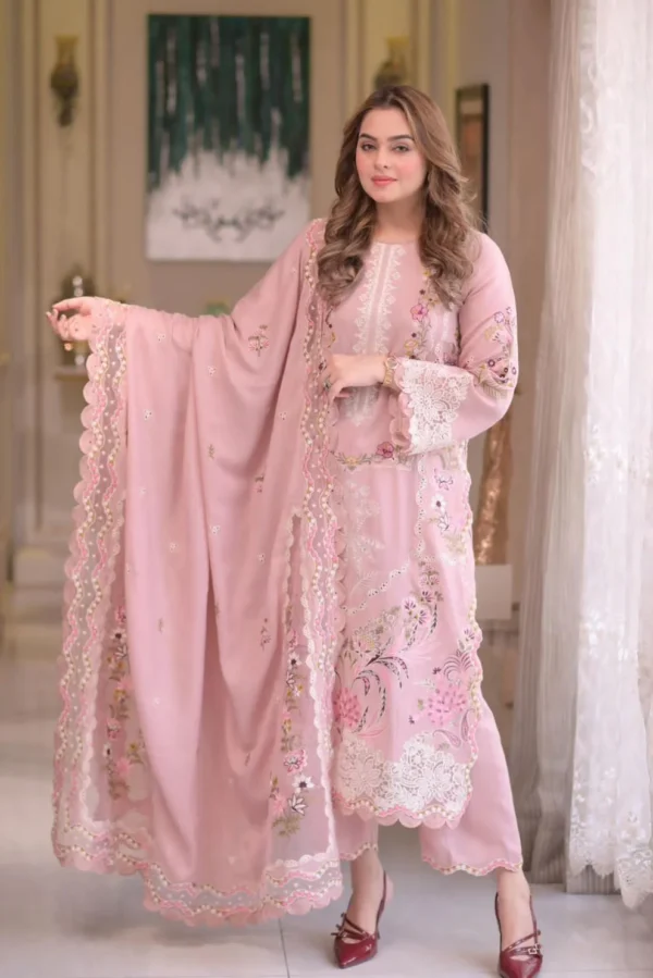 Aneelas Lawn Unstitched Embroidered Shirt with Lawn Embroidered Duppta
