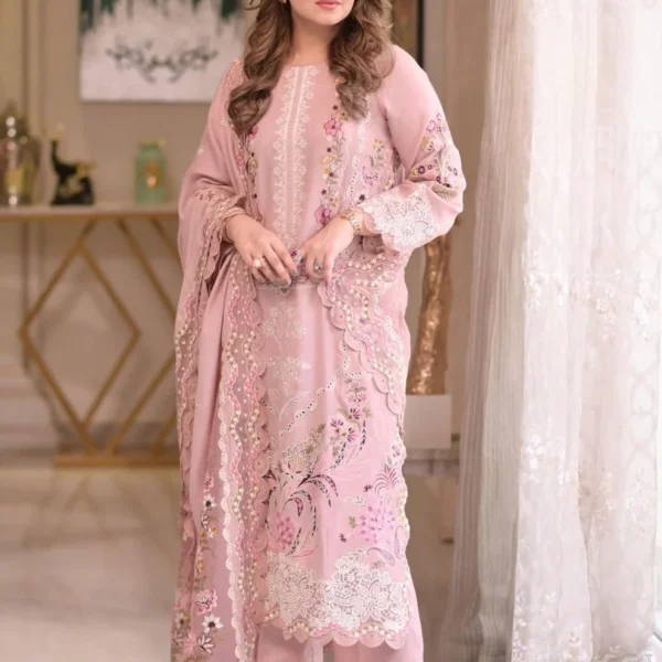 Aneelas Lawn Unstitched Embroidered Shirt with Lawn Embroidered Duppta