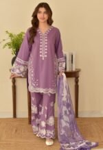AA-44 Unstitched Embroidered Lawn Suit 3pc With Digital Printed Monar Slub Dupatta