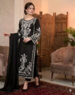 AA-20 Lawn Embroidered 3pc Suit With Bamber Chiffon Embroidered Dupatta