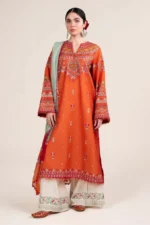 Lawn Embroided 3pc Suit With Digital Printed Slub Dupatta