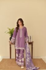 AA-44 Unstitched Embroidered Lawn Suit 3pc With Digital Printed Monar Slub Dupatta