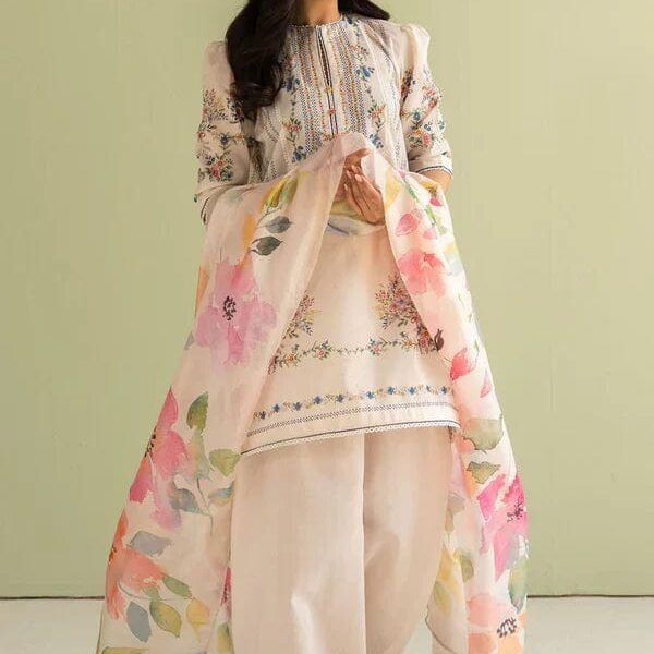 BQ-423 Unstitched Digital Printed Lawn Suit 3pc With Digital Printed Silk Dupatta