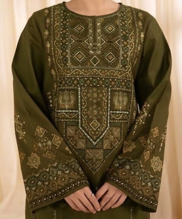 AA-715 Unstitched Embroidered Lawn Suit 3pc With Digital Printed Dupatta
