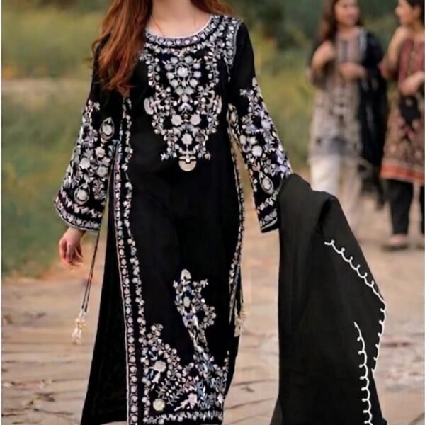 AA-20 Lawn Embroidered 3pc Suit With Bamber Chiffon Embroidered Dupatta