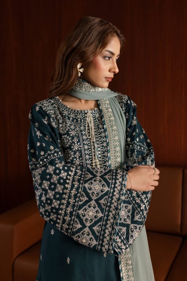 AA-50 3PC Unstitched Embroidered Lawn Suit With Embroidered Chiffon Dupatta