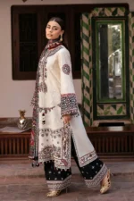 JZ-2800 Unstitched Heavy Embroidered Lawn Suit ( Fine Printed Poly Lawn Dupatta )