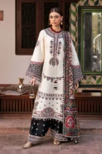 JZ-2800 Unstitched Heavy Embroidered Lawn Suit ( Fine Printed Poly Lawn Dupatta )