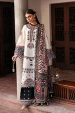 JZ-2800 Unstitched Heavy Embroidered Lawn Suit ( Fine Printed Poly Lawn Dupatta )