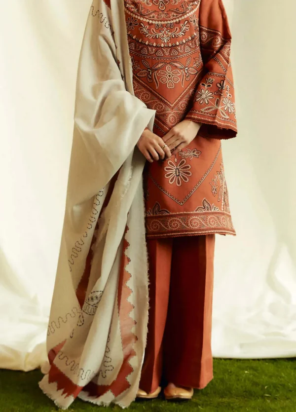 ZS-2555 3 Piece Unstitched Heavy Embroidered Lawn Suit ( Fine Printed Lawn Dupatta )