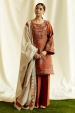 ZS-2555 3 Piece Unstitched Heavy Embroidered Lawn Suit ( Fine Printed Lawn Dupatta )
