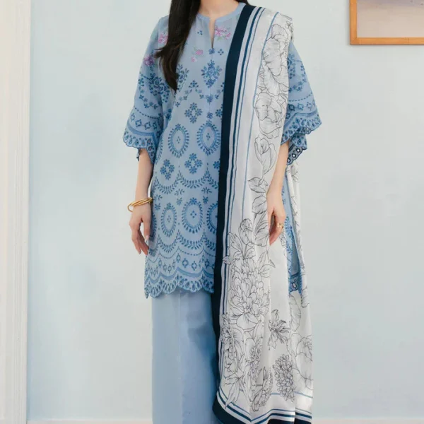 CO 2610 Unstitched Fully Embroided Lawn Suit With Printed Polly Lawn Dupatta