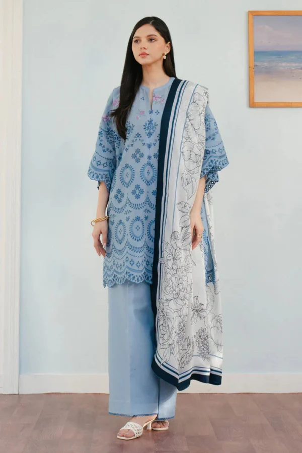 CO 2610 Unstitched Fully Embroided Lawn Suit With Printed Polly Lawn Dupatta