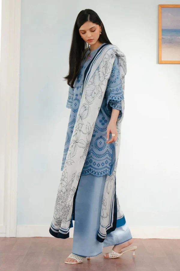 CO 2610 Unstitched Fully Embroided Lawn Suit With Printed Polly Lawn Dupatta