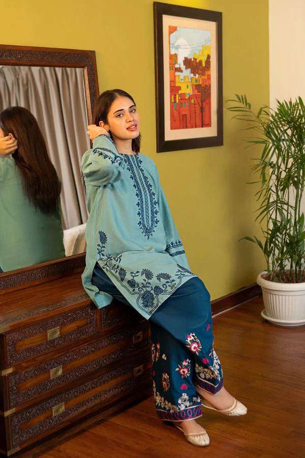 AK-930 Unstitched Fully Embroided Dhanak 2 Piece Suit