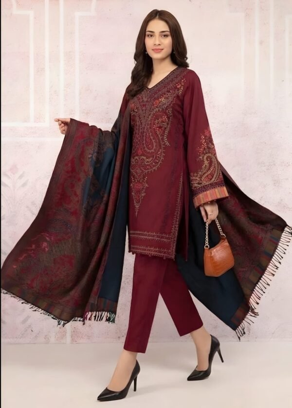 Unstitched Embroidered Lawn Suit 3pc With Digital Printed Dupatta