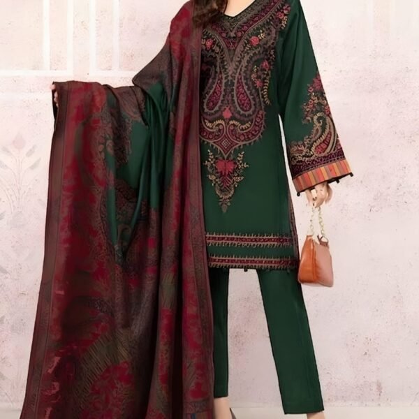 Unstitched Embroidered Lawn Suit 3pc With Digital Printed Dupatta
