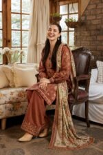 Unstitched Embroidered Lawn Suit 3pc With Digital Printed Dupatta