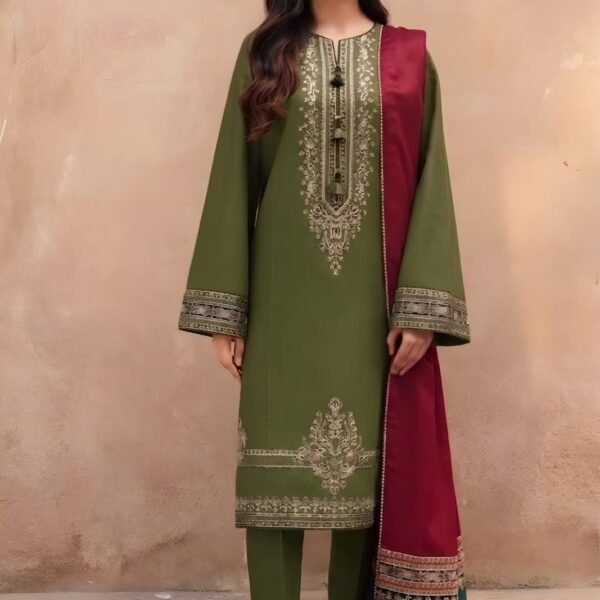 AA-42 Unstitched Embroidered Lawn Suit 3pc With Digital Printed Dupatta