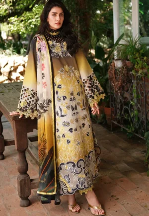 BQ-209 Lawn Unstitched Digital Printed Shirt With Patch With Printed Lawn Dupatta