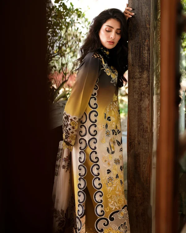 BQ-209 Lawn Unstitched Digital Printed Shirt With Patch With Printed Lawn Dupatta