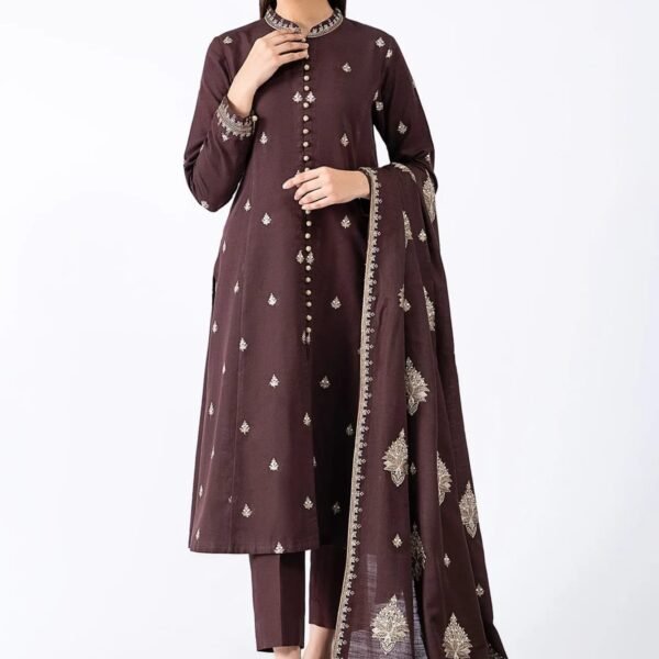 AA-10 3PC Unstitched Embroidered Lawn Suit With Lawn Embroidered Dupatta