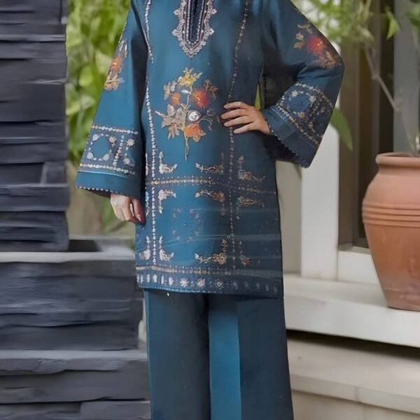 Unstitched Embroidered Lawn Suit 3pc With Digital Printed Dupatta