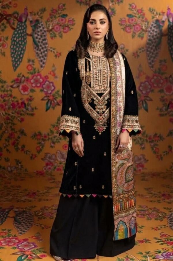 AA-42 Unstitched Embroidered Lawn Suit 3pc With Digital Printed Dupatta