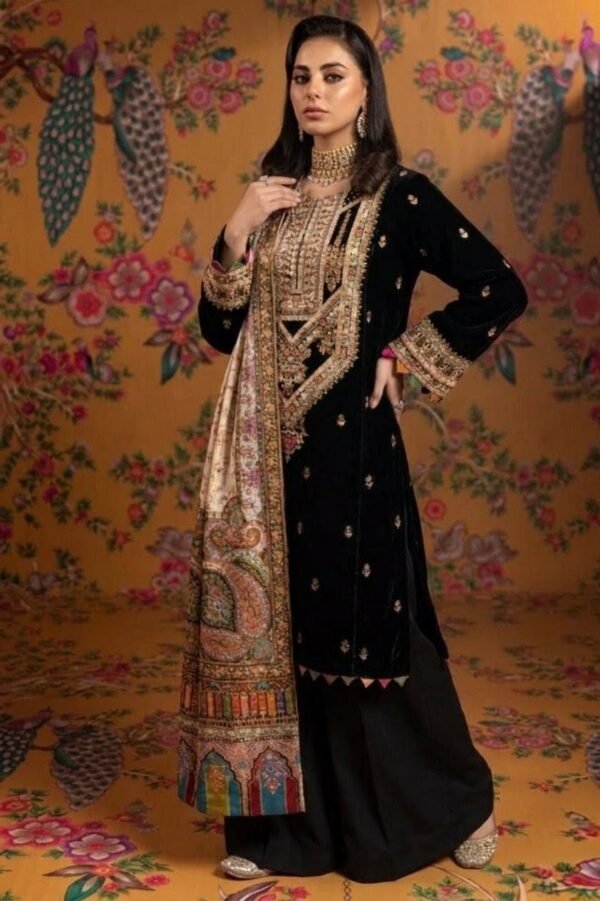 AA-42 Unstitched Embroidered Lawn Suit 3pc With Digital Printed Dupatta