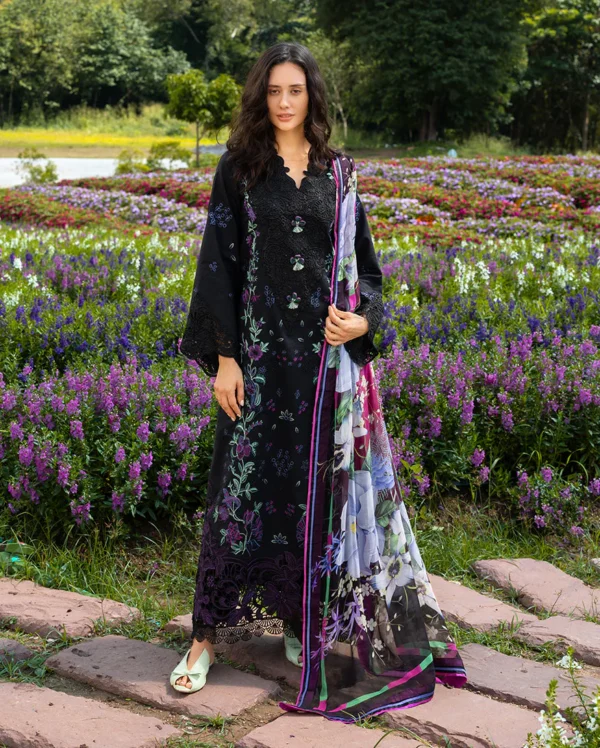 MR-2745 Lawn Unstitched Embroidered Shirt With Printed Chiffon Dupatta