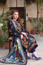 AA-18 Lawn Embroidered 3pc Suit With Cotton Lawn Digital Printed Dupatta
