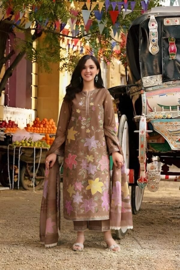 ANEELAS-Lawn Unstitched Embroidered Suit With Digital Printed Dupatta