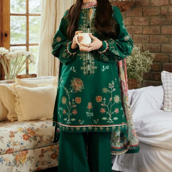 Unstitched Embroidered Lawn Suit 3pc With Digital Printed Dupatta