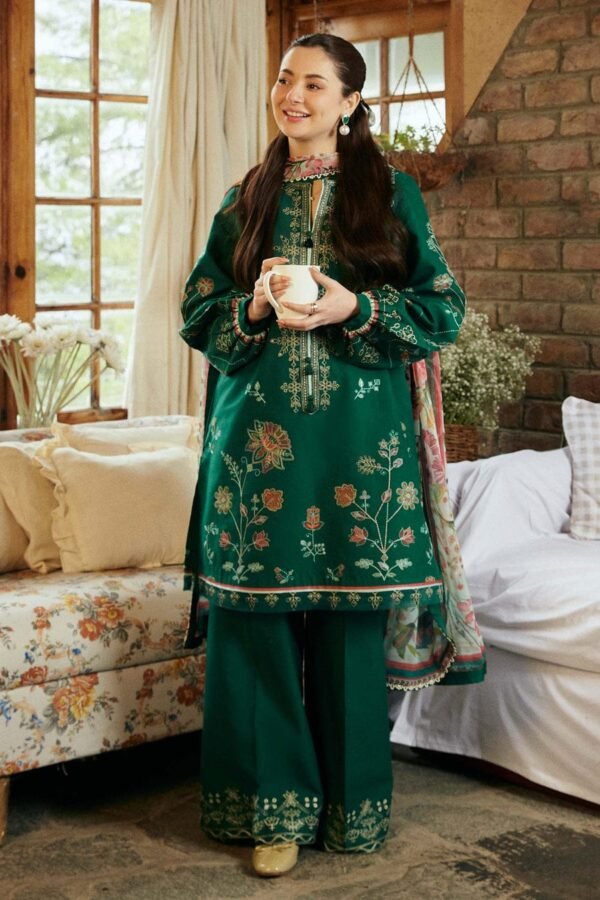 Unstitched Embroidered Lawn Suit 3pc With Digital Printed Dupatta