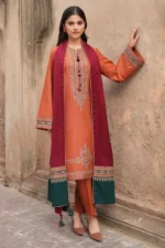 AA-15 Lawn Embroidered 3pc Suit With Slub Cotton Digital Printed Dupatta