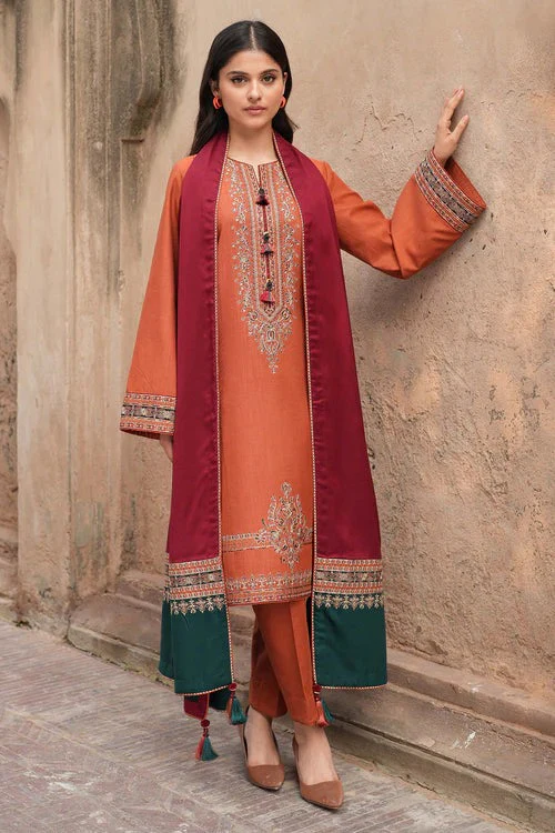AA-15 Lawn Embroidered 3pc Suit With Slub Cotton Digital Printed Dupatta