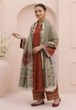AA-12 Unstitched Embroidered Lawn Suit 3pc With Digital Printed Dupatta