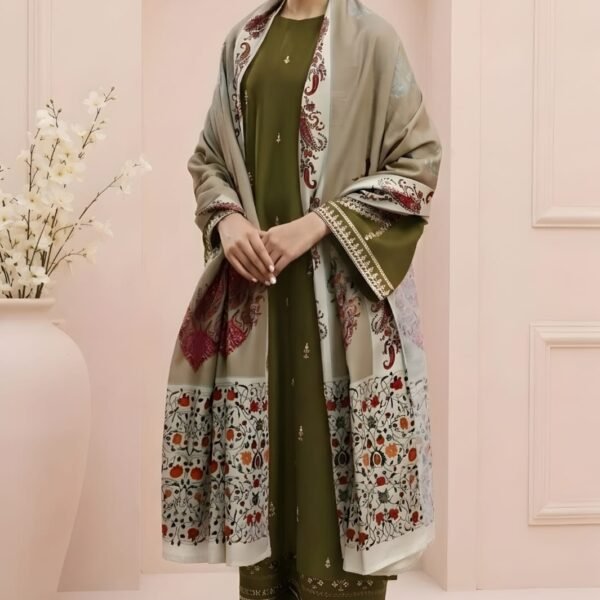 AA-13 Unstitched Embroidered Lawn Suit 3pc With Digital Printed Dupatta