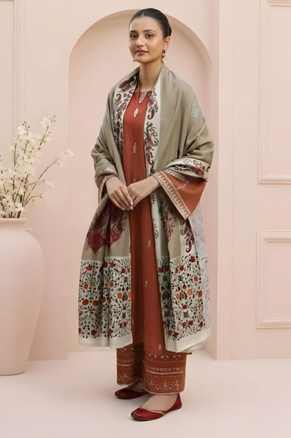 AA-12 Unstitched Embroidered Lawn Suit 3pc With Digital Printed Dupatta
