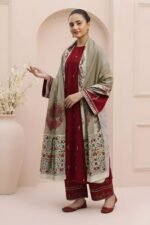 Unstitched Embroidered Lawn Suit 3pc With Digital Printed Dupatta