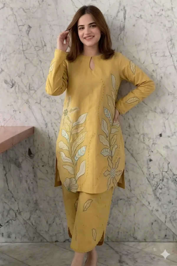 MB-2840 2 Piece-Unstitched Embroidered Lawn With Lawn Embroidered Trouser