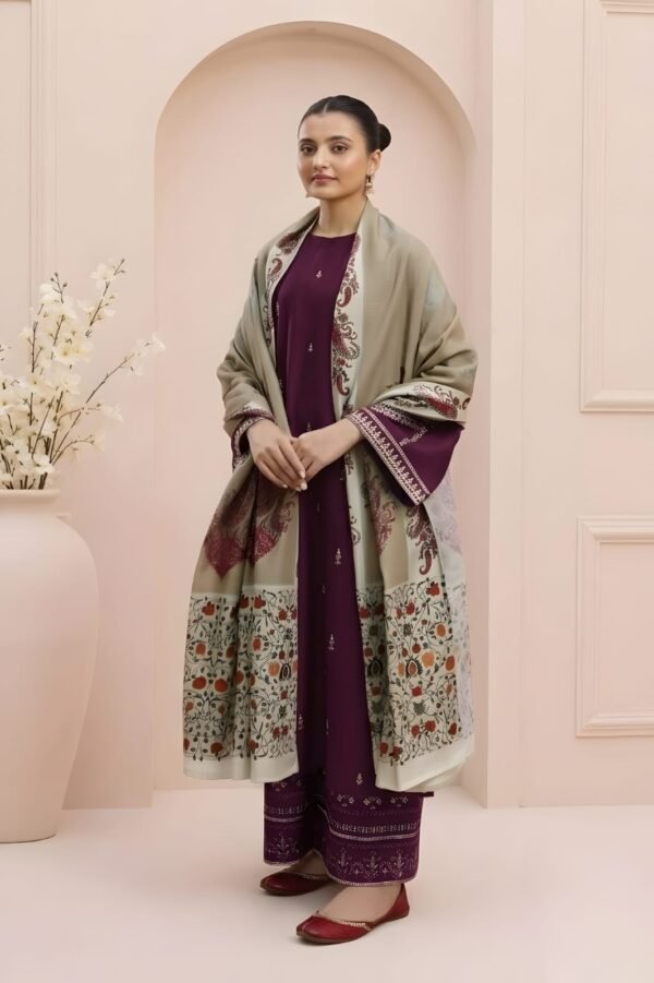 Unstitched Embroidered Lawn Suit 3pc With Digital Printed Dupatta