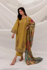 AA-20 Lawn Embroidered 3pc Suit With Slub Cotton Digital Printed Dupatta