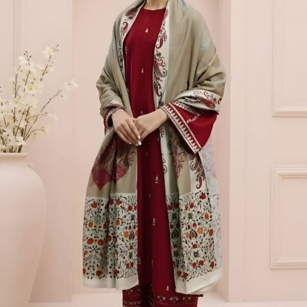 Unstitched Embroidered Lawn Suit 3pc With Digital Printed Dupatta