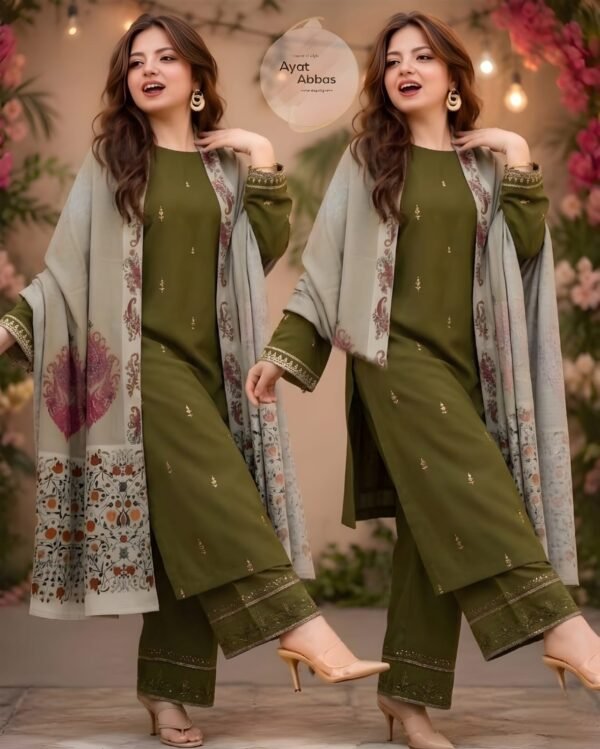 AA-13 Unstitched Embroidered Lawn Suit 3pc With Digital Printed Dupatta