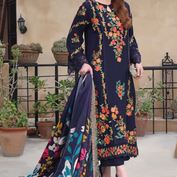 AA-18 Lawn Embroidered 3pc Suit With Cotton Lawn Digital Printed Dupatta
