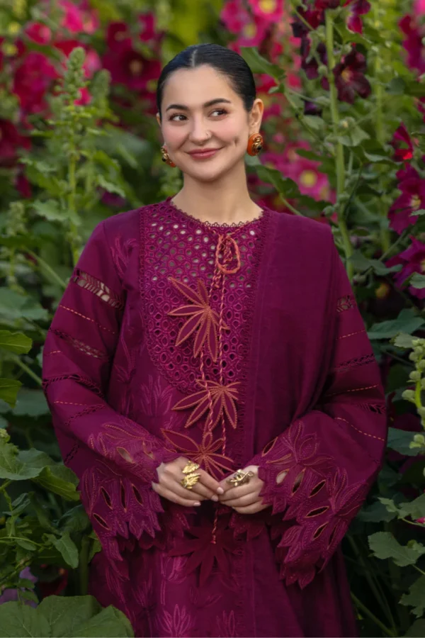 RR-2810 Lawn Unstitched Chicken Kari Embroidered Shirt With Printed Organza Dupatta (4 Sides Lace)